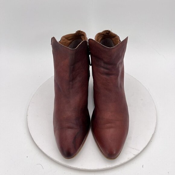 Frye Judith Women Size 10M Cognac Brown Leather Ankle Zip Block Heel Boot - Picture 9 of 15